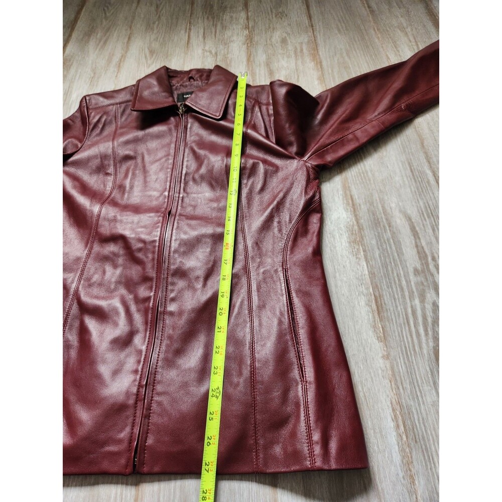VTG Colebrook Essentials Genuine Leather Jacket Burgundy Zip Front Sz M GUC USA - Picture 5 of 9